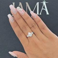 2.20 CT Lab Diamond Pear Cut Three Stone Ring (Ready for Delivery)