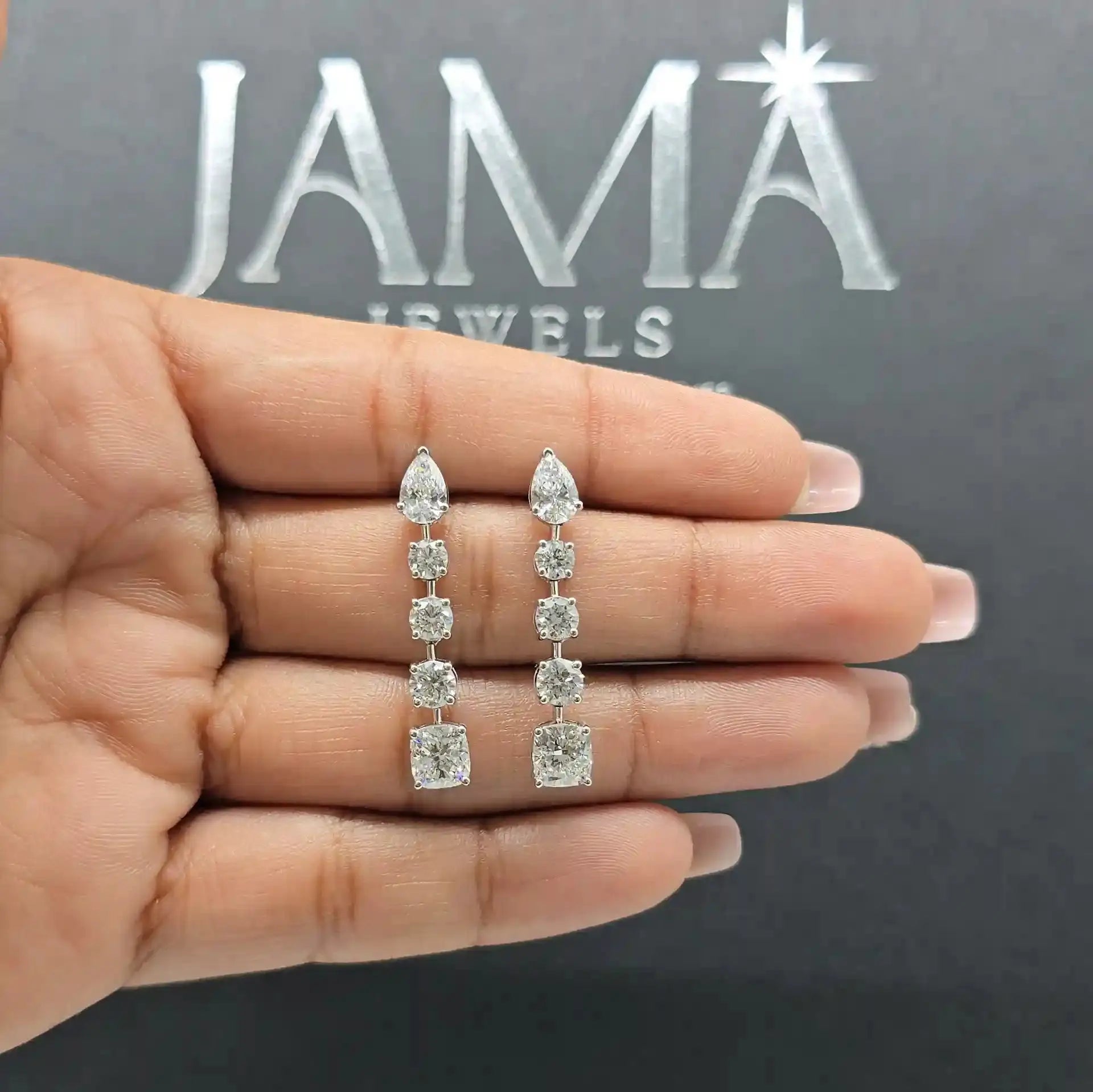 4.55 CT Multi Shape Diamond Drop Earring (Ready for Delivery) Jama Jewels