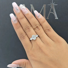 2.70 CT Lab Diamond Oval & Pear Cut Three Stone Ring (Ready for Delivery)