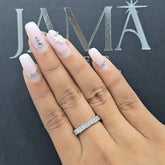 0.85 CT Half Eternity Ring with Heart & Round Cut Diamonds(Ready for Delivery)