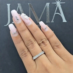 0.85 CT Half Eternity Ring with Heart & Round Cut Diamonds(Ready for Delivery) Jama Jewels