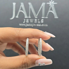 أقراط حلقية بوزن 2 قيراط مرصعة بألماس دائري (جاهزة للتسليم)