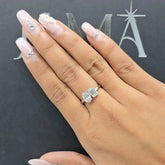 1.90 CT Oval & Emerald Cut Diamond Two Stone Ring (Ready for Delivery) Jama Jewels
