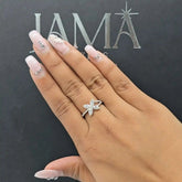 1.10 CT Marquise & Round Cut Butterfly Lab Diamond Ring (Ready for Delivery) Jama Jewels