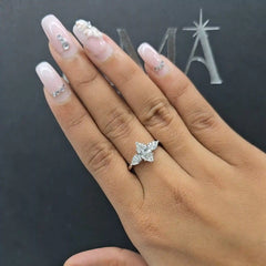 1.60 CT Lab Diamond Marquise & Pear Cut Three Stone Ring (Ready for Delivery)