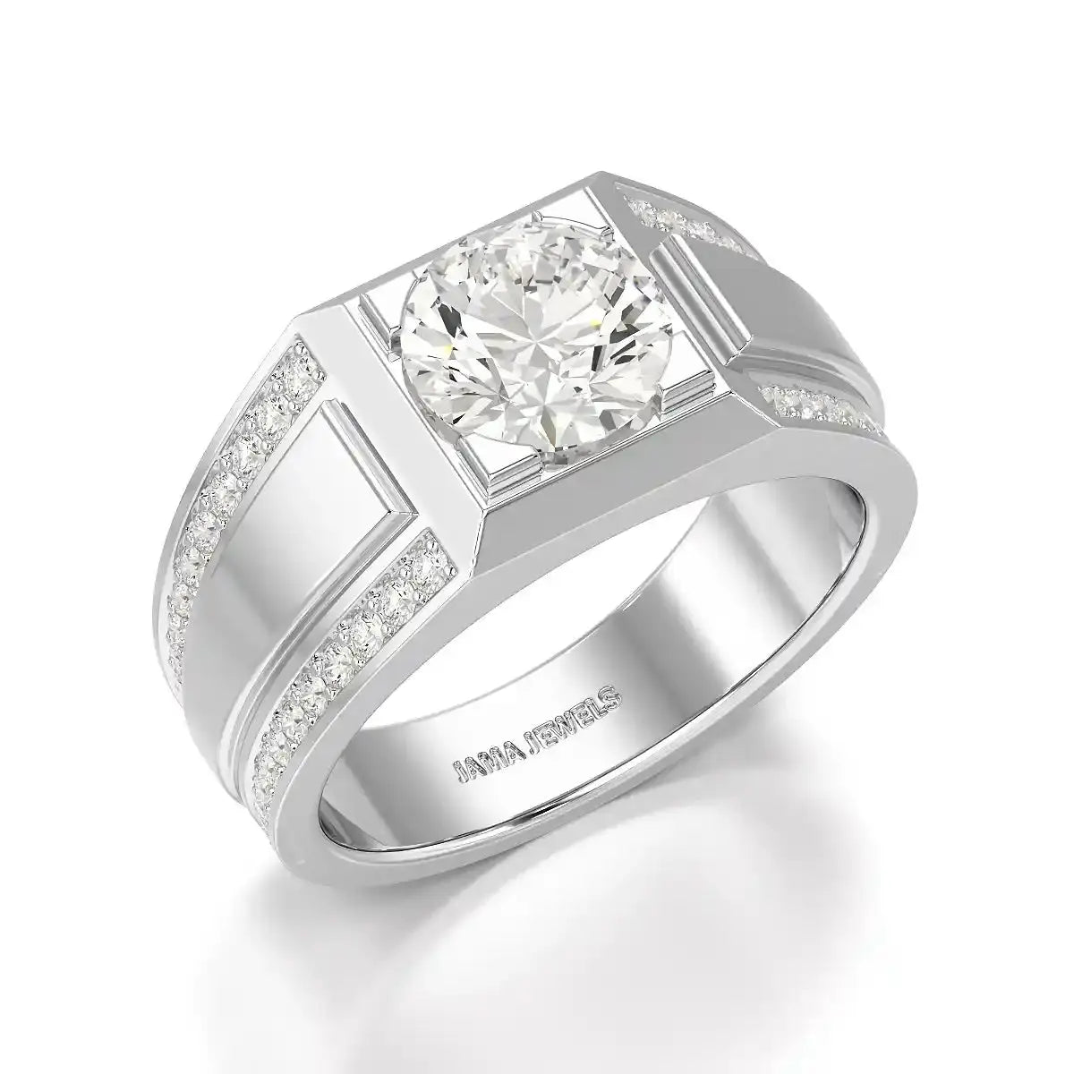2.42 CT Round Shape Lab Diamond Men's Ring Jama Jewels