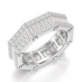 خاتم رجالي مرصع بماسة صناعية بقطع باغيت بوزن 4.45 قيراط