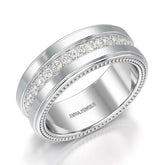 خاتم رجالي مرصع بماسة صناعية مستديرة القطع بوزن 1.16 قيراط