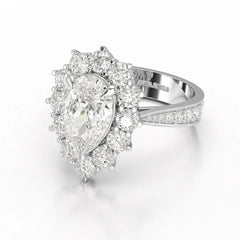 3.41 CT Pear Cut Halo Lab Diamond Ring Jama Jewels