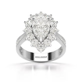 3.41 CT Pear Cut Halo Lab Diamond Ring Jama Jewels