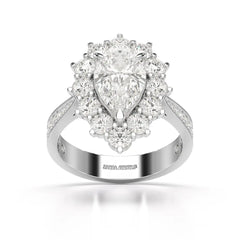 3.41 CT Pear Cut Halo Lab Diamond Ring Jama Jewels