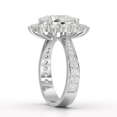 3.41 CT Pear Cut Halo Lab Diamond Ring