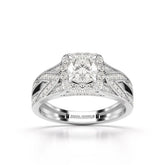 1.55 CT Cushion Cut Layered Halo Lab Diamond Ring