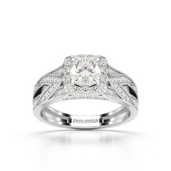 1.55 CT Cushion Cut Layered Halo Lab Diamond Ring