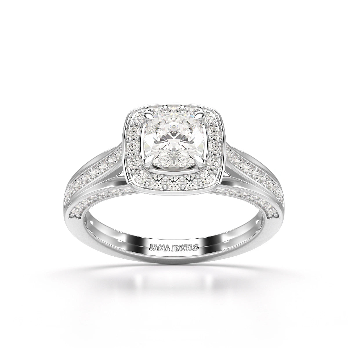 1.53 CT Cushion Cut Halo Lab Diamond Ring