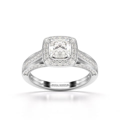 1.53 CT Cushion Cut Halo Lab Diamond Ring