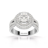 2.15 CT Round Cut Layered Halo Lab Diamond Ring