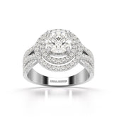 2.15 CT Round Cut Layered Halo Lab Diamond Ring