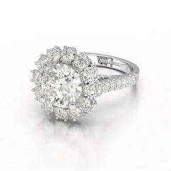 4 CT Round Cut Halo Lab Diamond Ring Jama Jewels