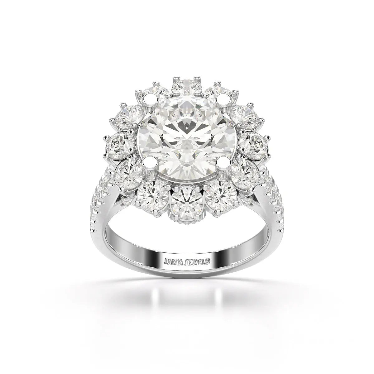 4 CT Round Cut Halo Lab Diamond Ring Jama Jewels