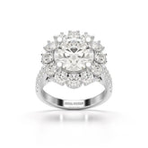 4 CT Round Cut Halo Lab Diamond Ring Jama Jewels