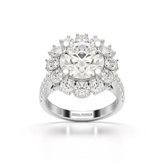 4 CT Round Cut Halo Lab Diamond Ring Jama Jewels