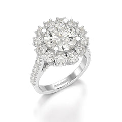 4 CT Round Cut Halo Lab Diamond Ring Jama Jewels