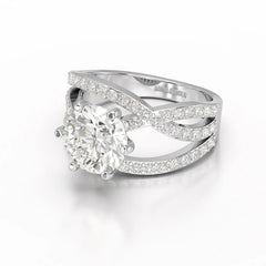 3.23 CT Round Cut Layered Lab Diamond Ring Jama Jewels