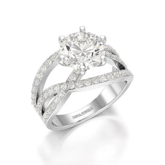 3.23 CT Round Cut Layered Lab Diamond Ring Jama Jewels