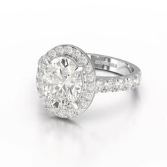 2.9 CT Oval Cut Halo Lab Diamond Ring Jama Jewels