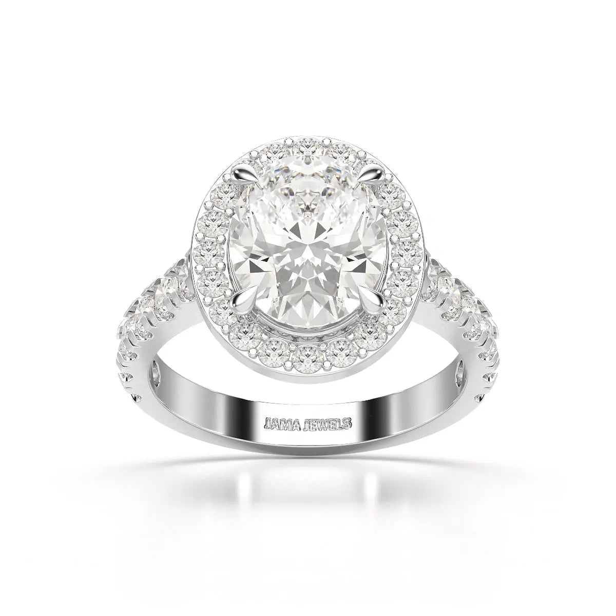 2.9 CT Oval Cut Halo Lab Diamond Ring Jama Jewels