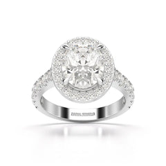 2.9 CT Oval Cut Halo Lab Diamond Ring Jama Jewels