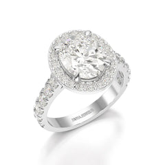 2.9 CT Oval Cut Halo Lab Diamond Ring Jama Jewels