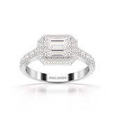 1.71 CT Emerald Cut Halo Lab Diamond Ring