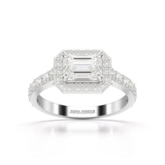 1.71 CT Emerald Cut Halo Lab Diamond Ring
