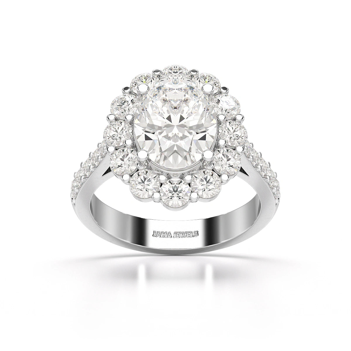 4 CT Oval Cut Halo Lab Diamond Ring