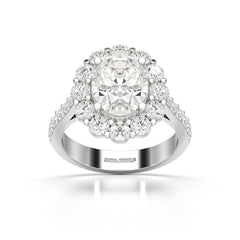 4 CT Oval Cut Halo Lab Diamond Ring