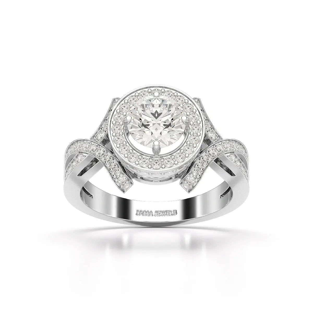 1.9 CT Round Cut Solitaire Halo Lab Diamond Ring