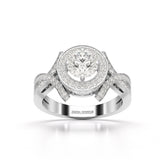 1.9 CT Round Cut Solitaire Halo Lab Diamond Ring