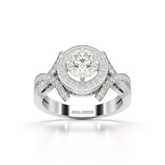 1.9 CT Round Cut Solitaire Halo Lab Diamond Ring