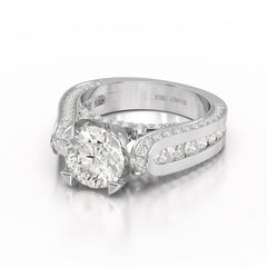 3.4 CT Cushion Cut Solitaire Lab Diamond Ring