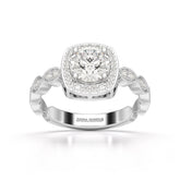 1.57 CT Cushion Cut Solitaire Halo Lab Diamond Ring