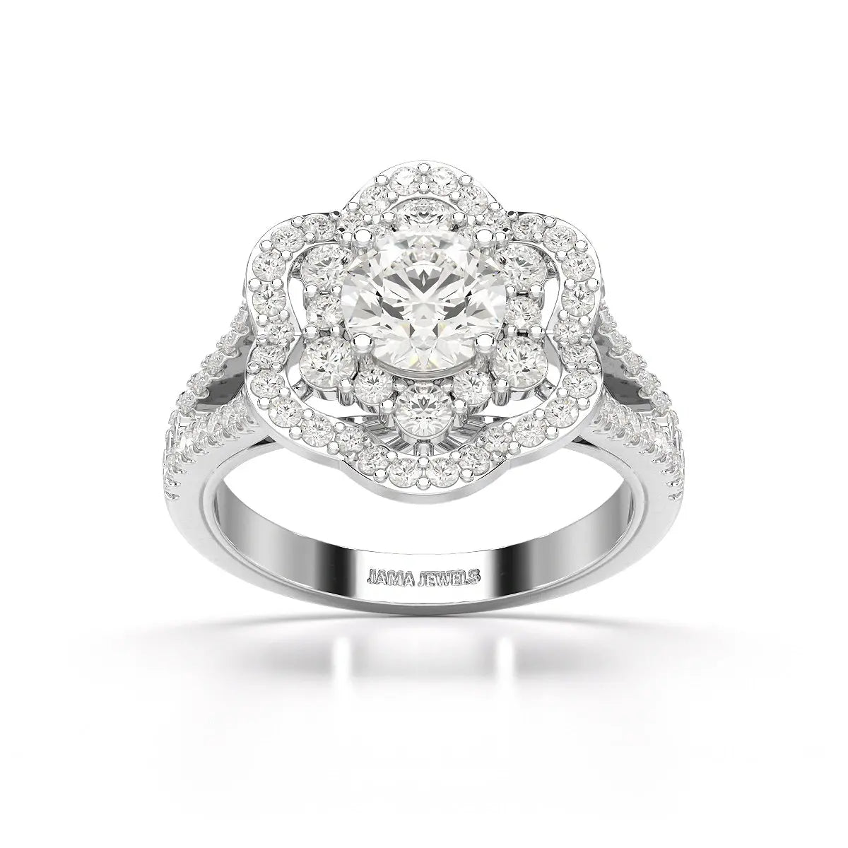1.92 CT Round Cut Flower Shape Lab Diamond Ring
