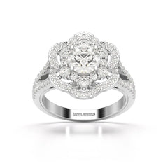 1.92 CT Round Cut Flower Shape Lab Diamond Ring