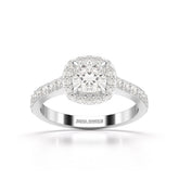 1.54 CT Cushion Cut Halo Lab Diamond Ring