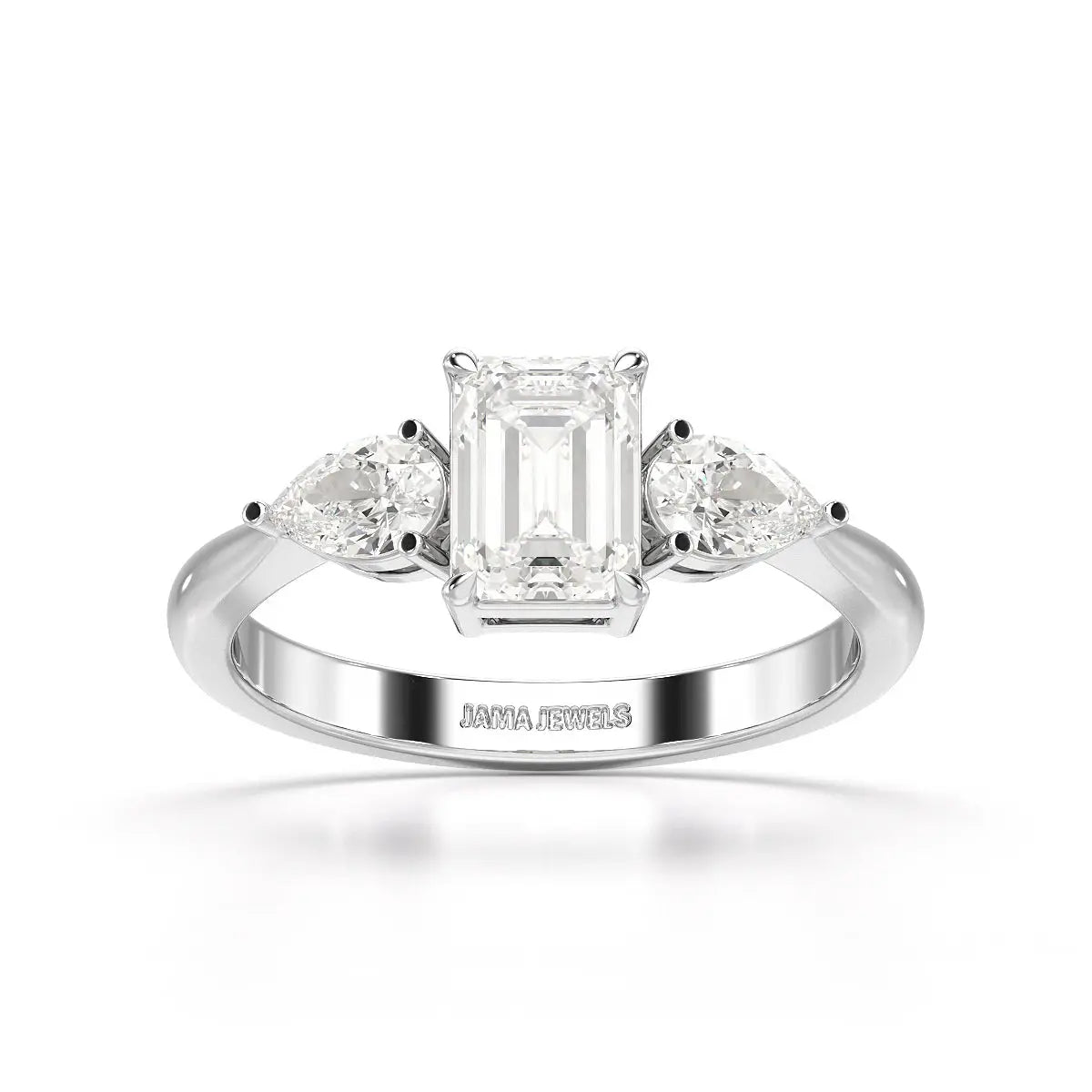 1.4 CT Three Stone Emerald/Pear Cut Lab Diamond Ring