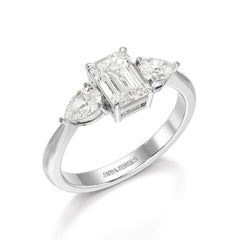 1.4 CT Three Stone Emerald/Pear Cut Lab Diamond Ring