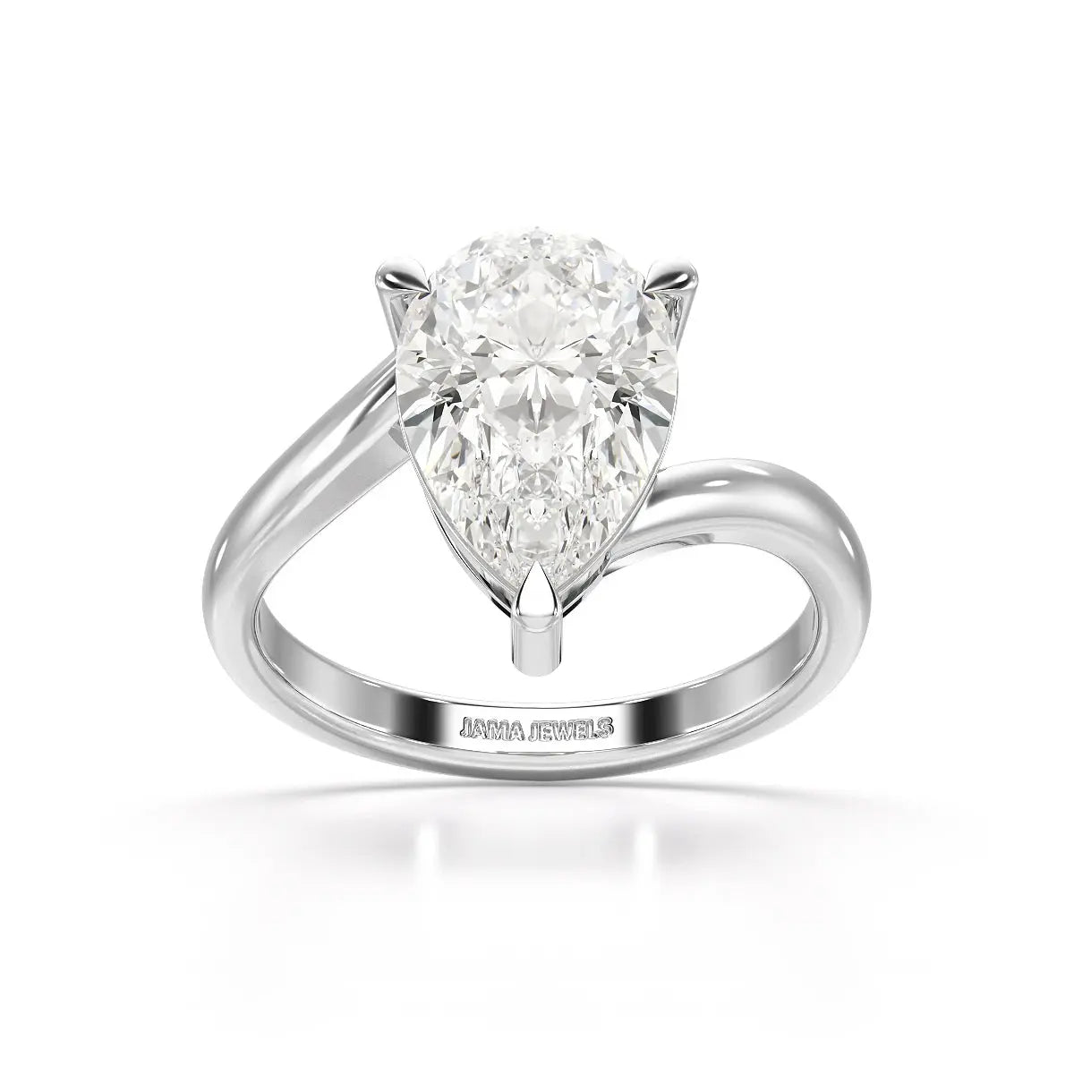 3 CT Pear Cut Solitaire Lab Diamond Ring Jama Jewels