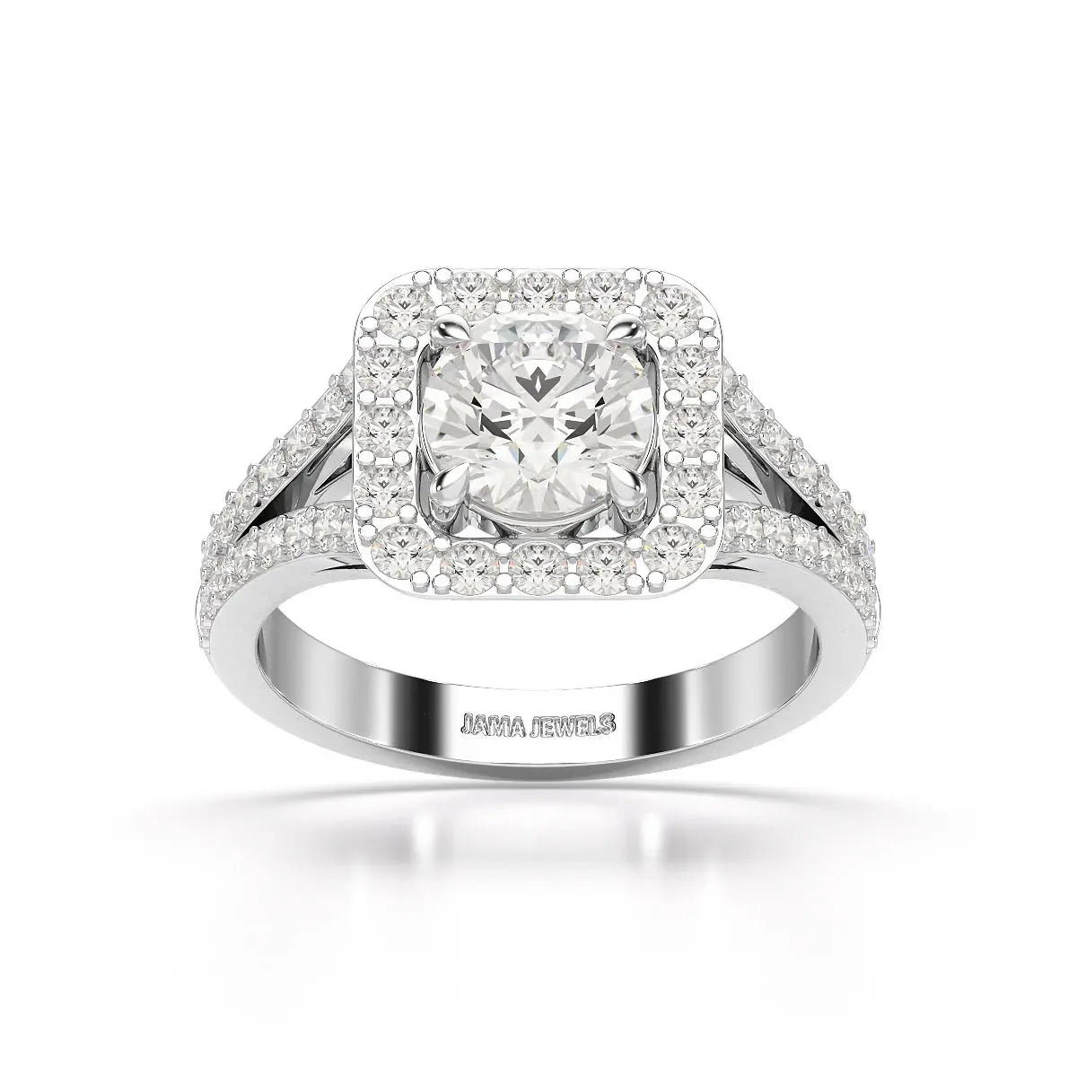 1.74 Round Cut Halo Lab Diamond Ring