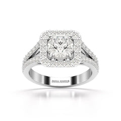 1.74 Round Cut Halo Lab Diamond Ring